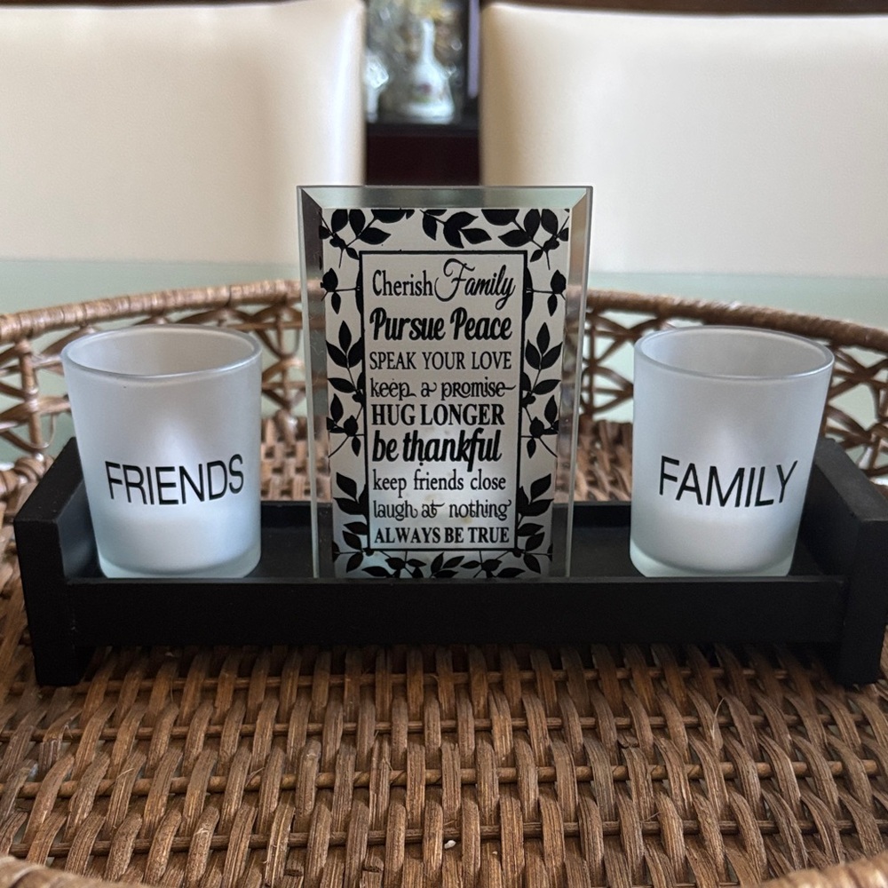 Black and White Family and Friends Candle Holder Set
